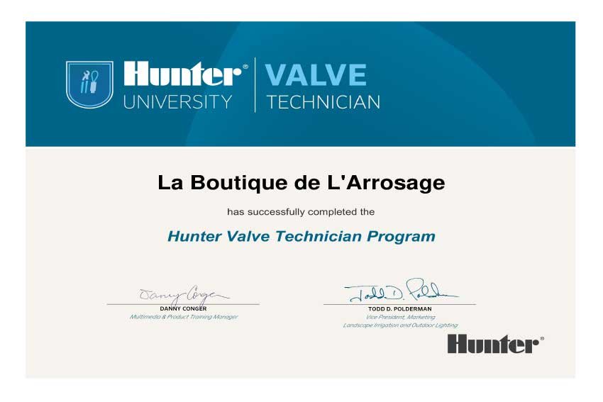 Hunter-Valve-Technician-Certificate-La-Boutique-de-L'Arrosage